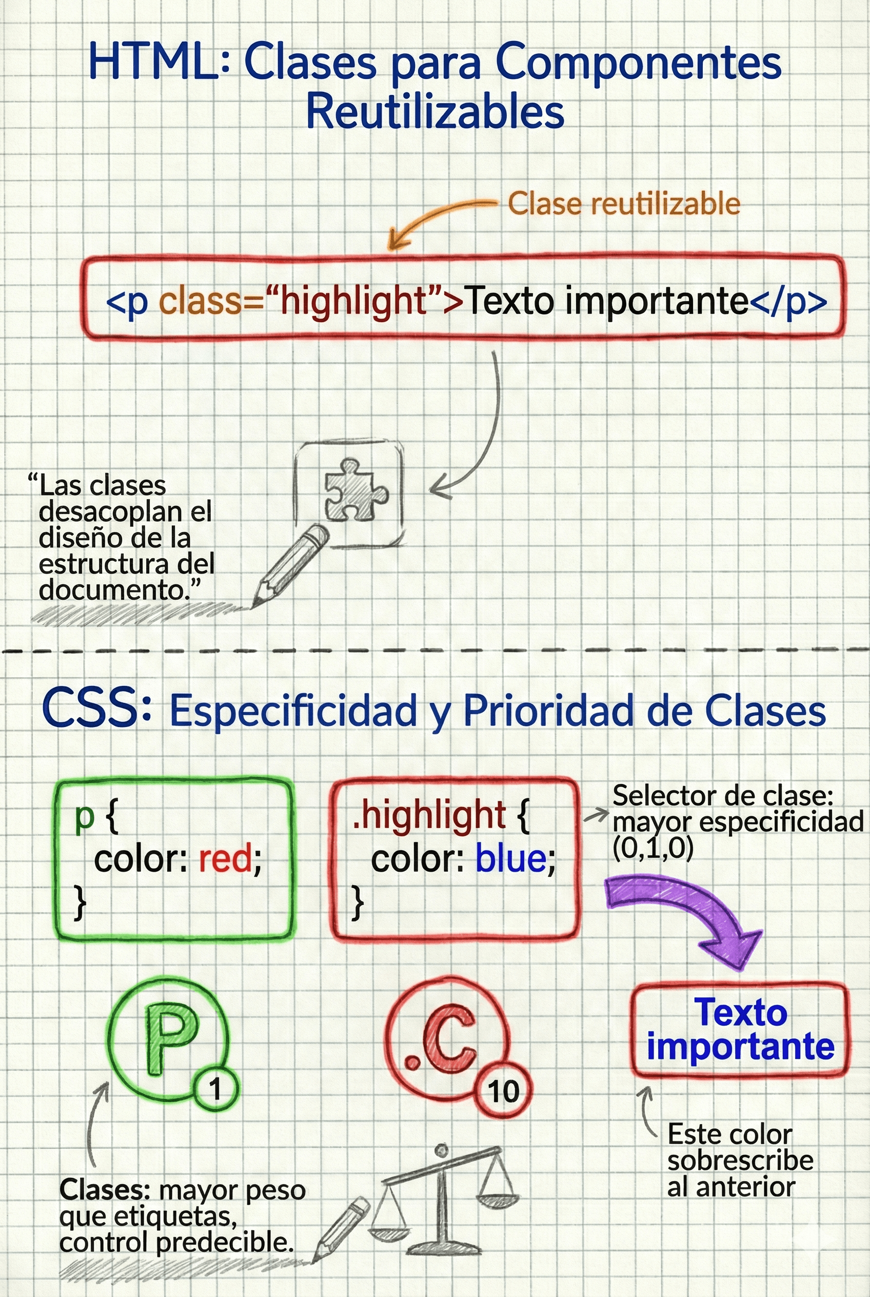 Uso de clases HTML para componentes reutilizables