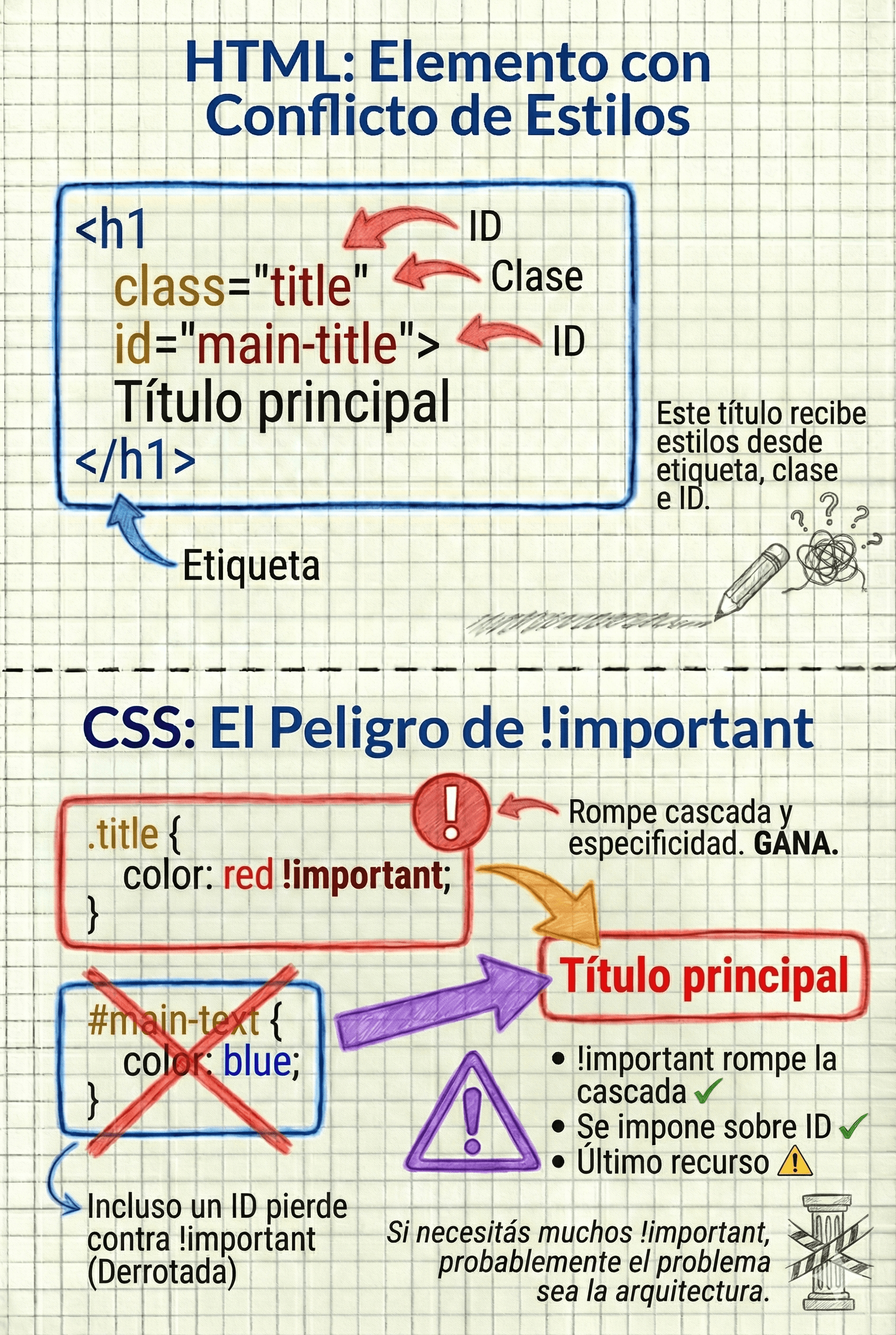 Elemento HTML afectado por múltiples reglas CSS
