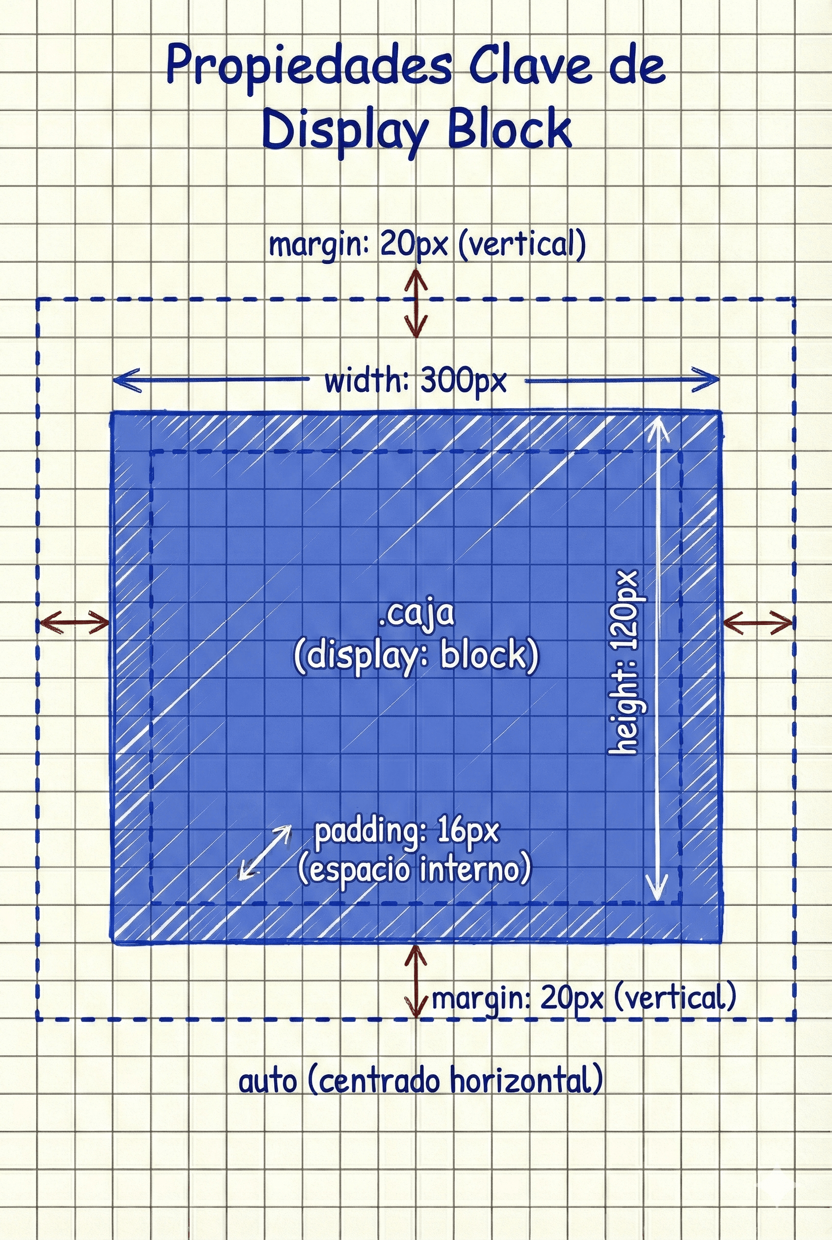 Caja con display block y propiedades de tamaño