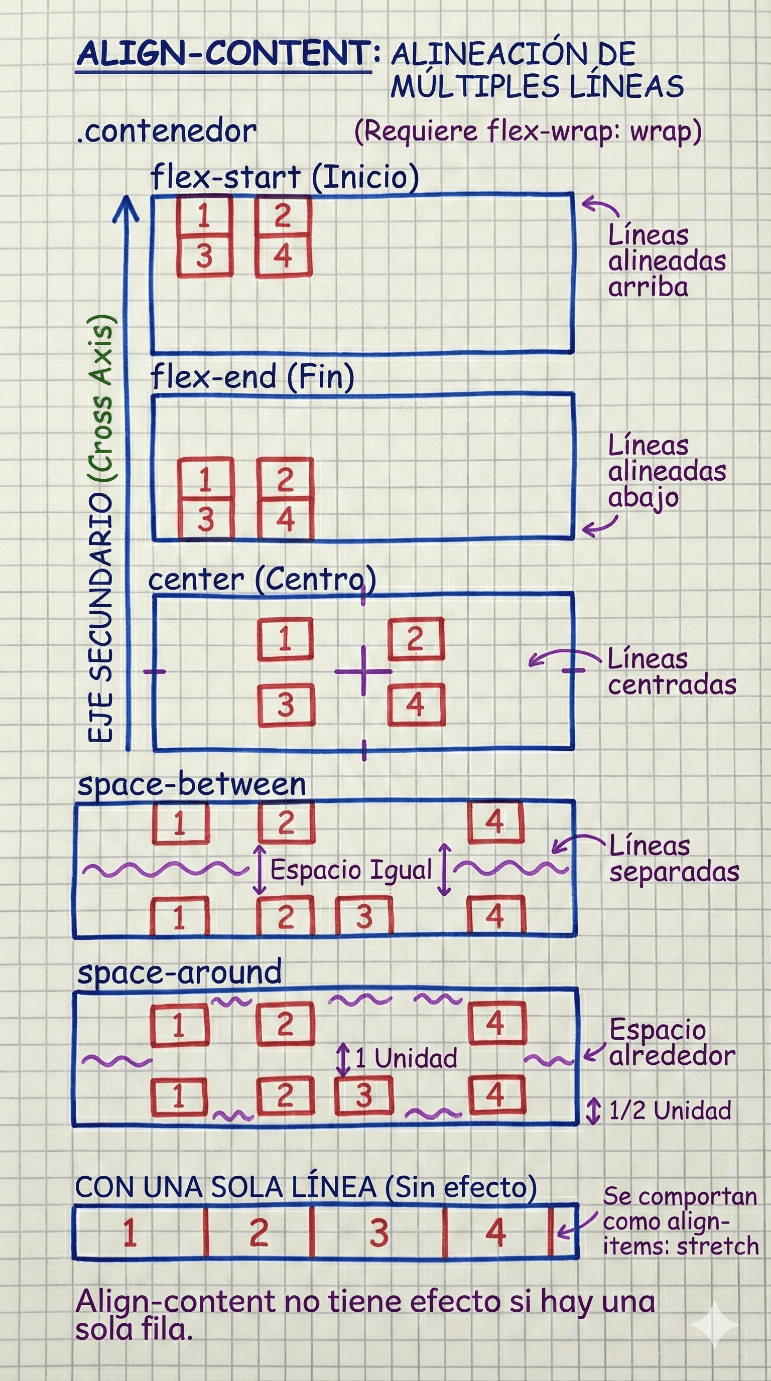 Alineación de varias filas usando align-content