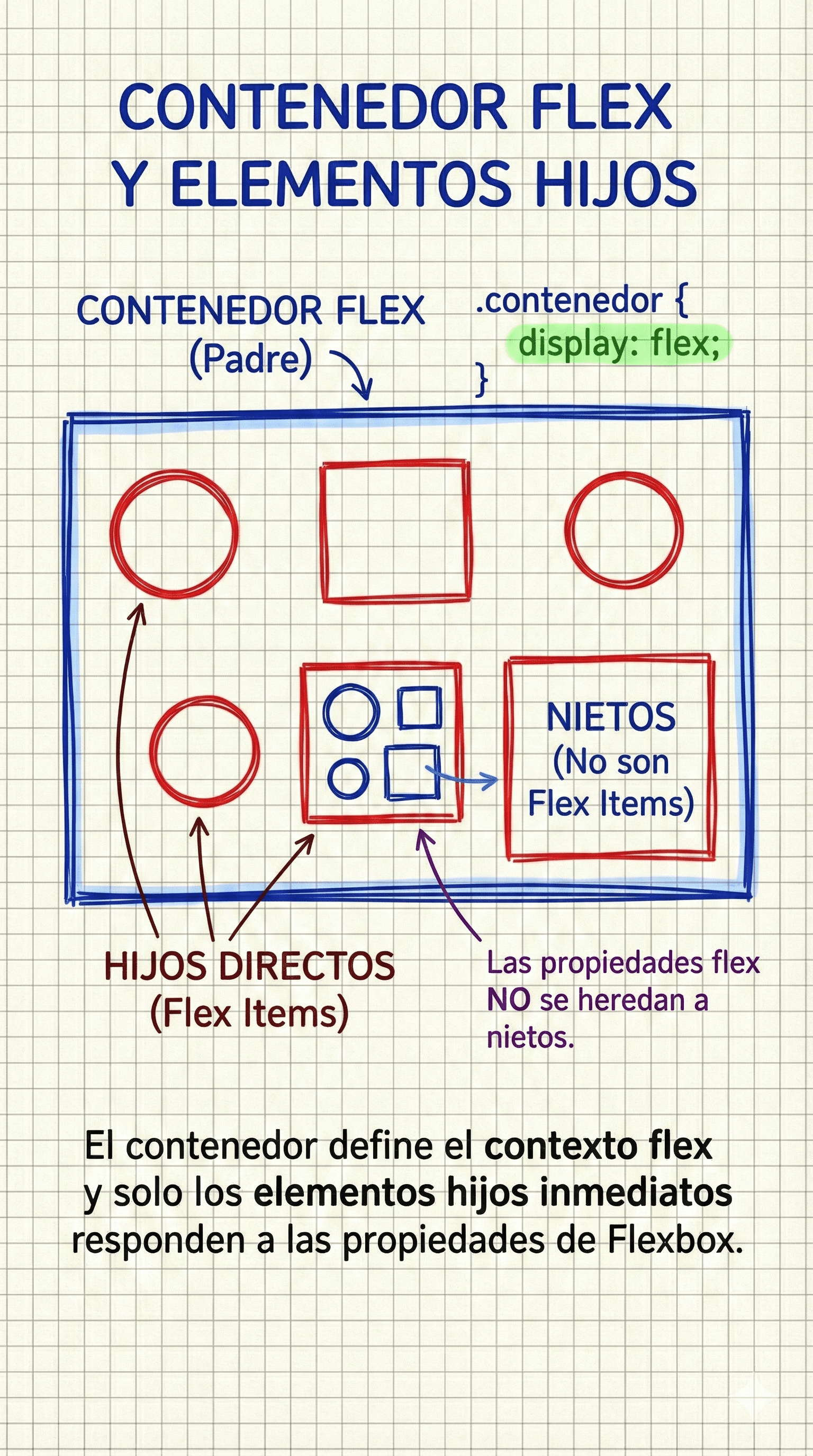 Relación entre contenedor flex y elementos hijos