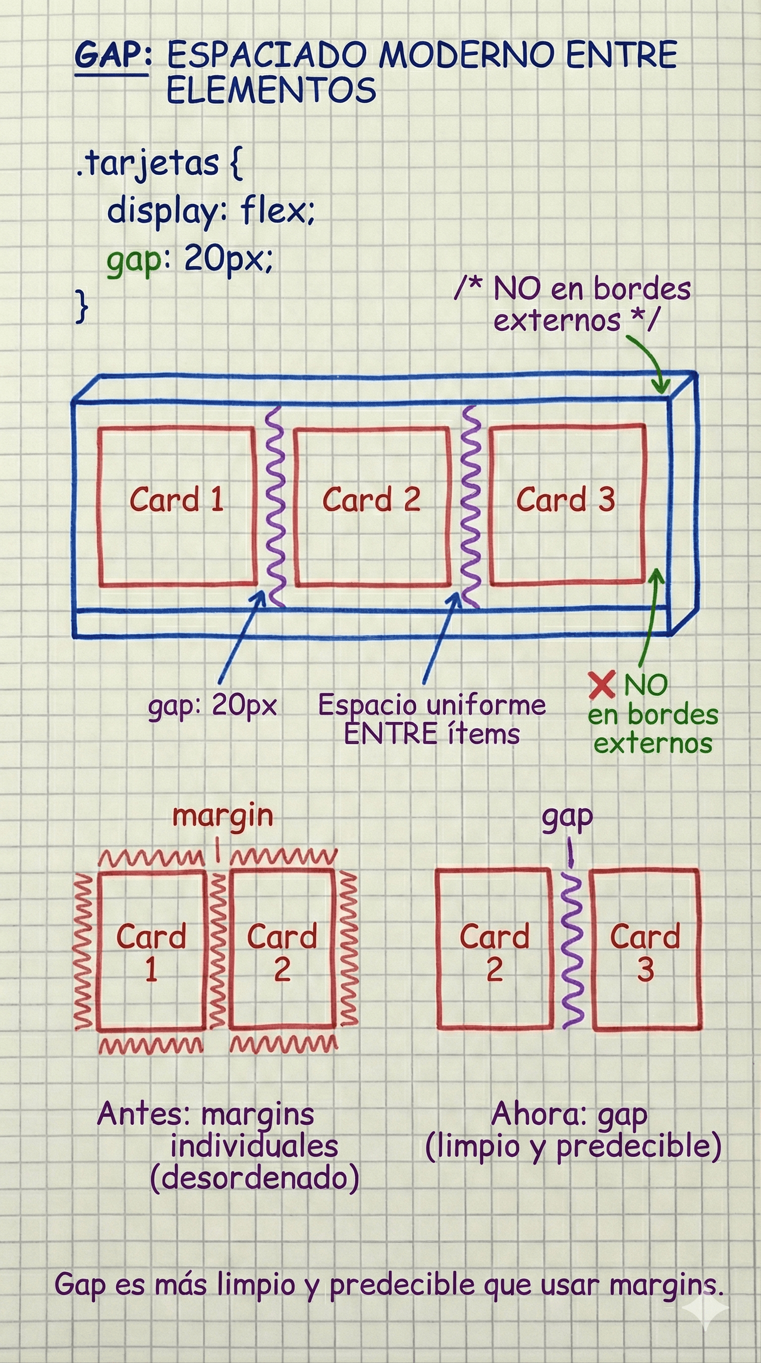 Separación uniforme de elementos usando gap