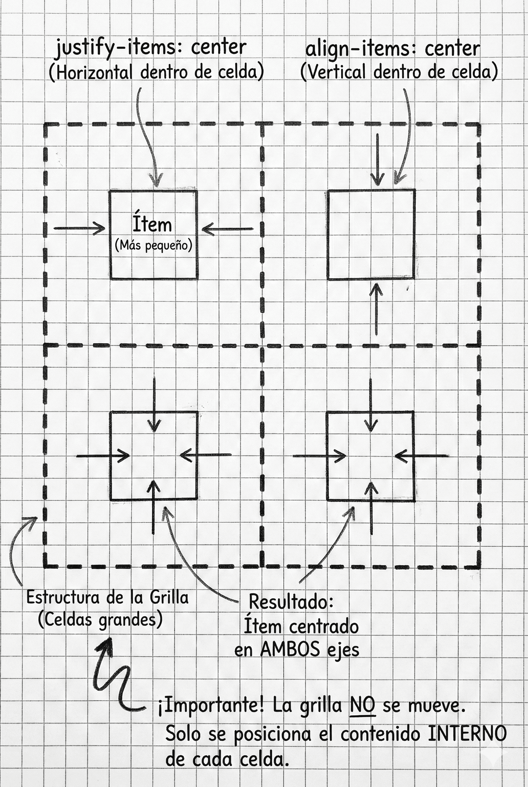 Alineación de ítems dentro de sus celdas en CSS Grid