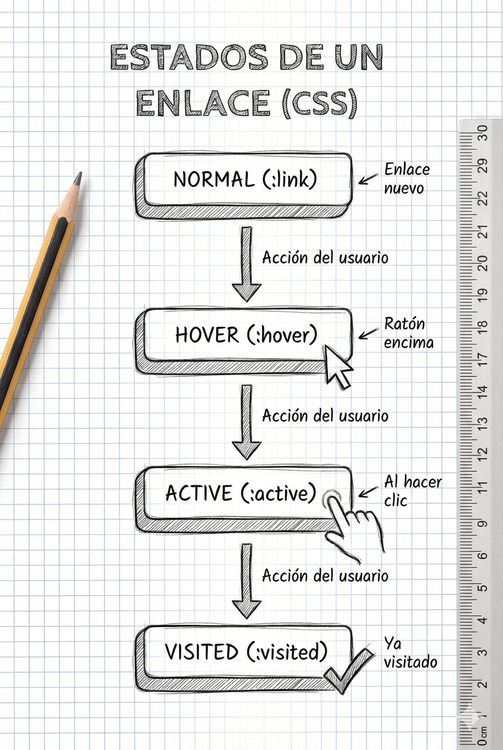 Estados visuales de enlaces usando pseudoclases CSS