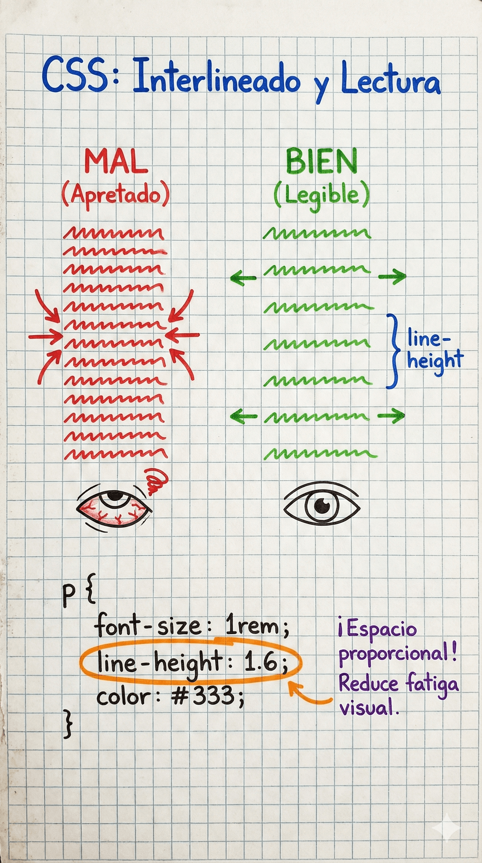 Comparación de texto con distintos valores de line-height